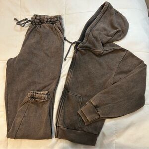 SO Brown Track Pants & Hoodie Set